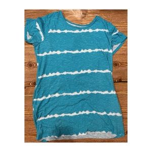 Aqua & White Dressy Dress 1X